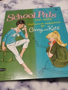School Pals Cut Outs Ginny and Kate Vintage Style Booklet - Green & Blue